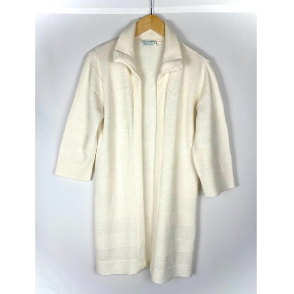 Vintage 1960’s ‘Glamour Knits’ Long Sweater Cardigan Coat in White - MCM - Picture 1 of 8